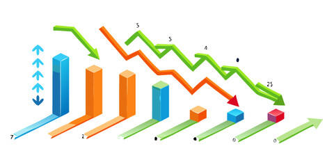 3 D Bar Chart and Line Graph with Arrows infographic © MST RABEYA BEGUM