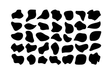 25 Black Irregular Abstract Shapes on White vector