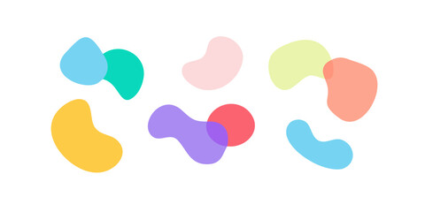 Abstract colorful organic shapes on a white background