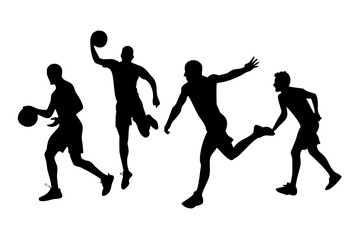 Black silhouette of a male athlete playing basketball
