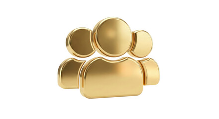 3D Golden People Icon on an Isolated Transparent Backdrop Symbolizing Community and Collaboration