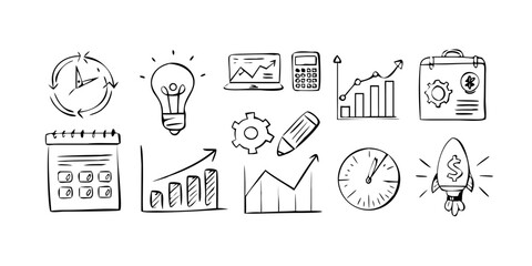 Business Finance Icons with Transparent Background