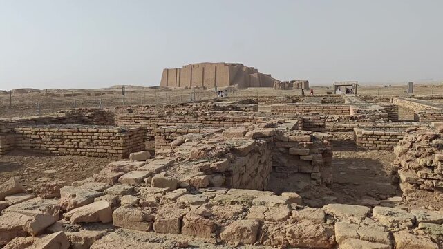 Nasiriyah, Iraq - November 20, 2025: Archaeological Pavement and Modern Protection Walkway at the City of Ur