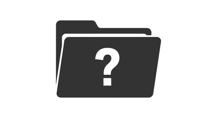 Black folder icon with a question mark a simple graphic silhouette