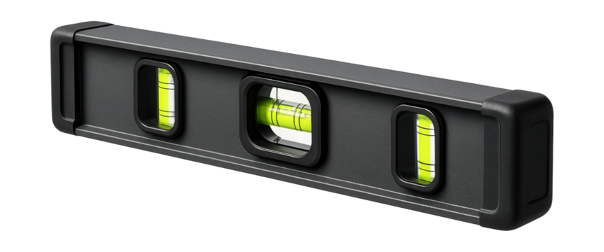 Heavy-duty box beam level with shock-resistant ends, ideal for construction sites.