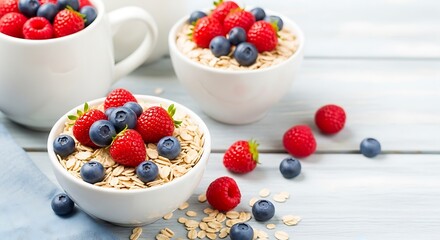 Healthy Oatmeal Bowls with Fresh Berries A Delicious and Nutritious Breakfast Option