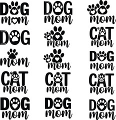 Collection of Dog and Cat Mom Silhouette Vector Graphic Design Illustration for Pet Lovers