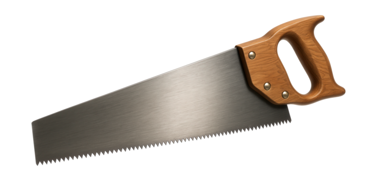 Rip saw with large teeth, ideal for quick cuts along the grain in rough carpentry.