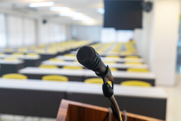 Microphone in Empty Lecture Hall Setting