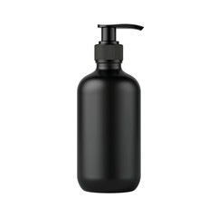 Fototapeta premium Sleek Black Pump Bottle for Personal Care Products on a Plain Background