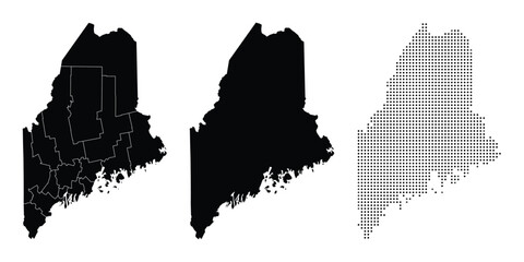 Maine State Map in Silhouette and Vector Format