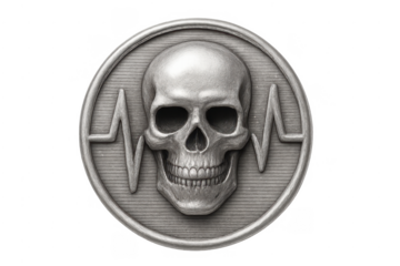 Skull and heartbeat lifeline symbol of danger