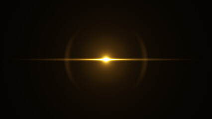 金色のキラキラ輝く光のエフェクト、レンズフレア