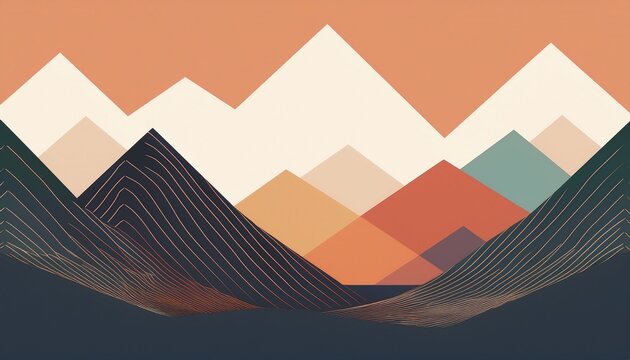 geometric mountain range minimalist landscape art - Powered by Adobe