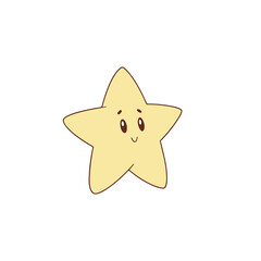 create a vector style simple cartoon little star white background.       

