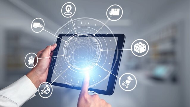 Goods delivery tracking icons show shipping, goods delivery routes, and logistics monitoring. Goods delivery tracking ensures timely goods delivery, secure handling, and accurate tracking. Gist
