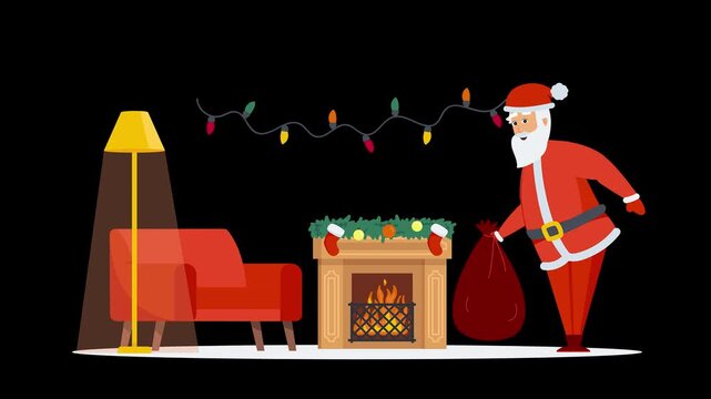 4K Colorful Animated Christmas Santa Claus Footage | Festive Santa Claus 4K Animation | Vibrant Christmas Holiday Motion Clip | Colorful Xmas Santa Celebration Loop | Bright Merry Christmas Santa 