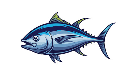 Majestic Tuna Fish Swimming Gracefully in the Deep Blue Sea: A Vibrant Aquatic Illustration for Seafood Marketing, Restaurant Menus, and Ocean Conservation Campaigns Depicting Strength, Freshness, and