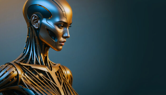 portrait d&rsquo;un andro&iuml;de f&eacute;minin futuriste &ndash; robot humano&iuml;de high-tech r&eacute;aliste