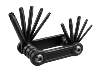 Compact foldable Torx wrench set with various sizes for bike upkeep.