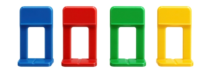 Color-coded 2.5mm tile spacers for quick size identification in tiling projects.