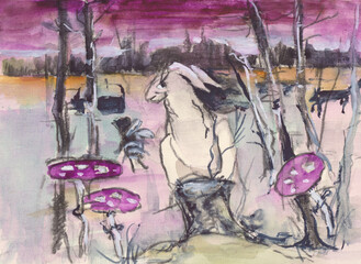  white hare in a fairytale forest