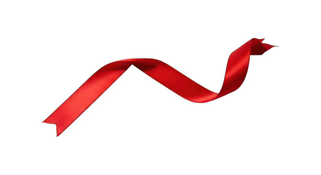 Flowing, silky red ribbon curving diagonally on a stark black background - Powered by Adobe