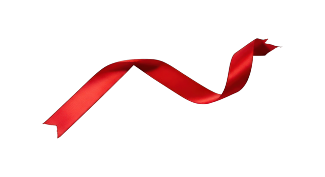 Flowing, silky red ribbon curving diagonally on a stark black background