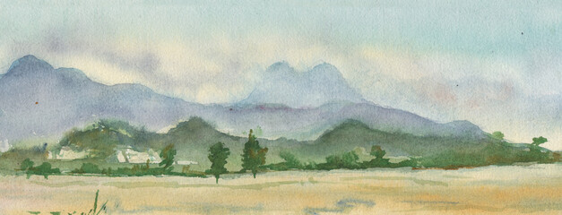 A mountain range near Batumi in cloudy weather