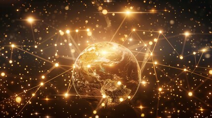 Global economic growth visualized upward arrows and glowing earth for 2026 chinese new year fairs