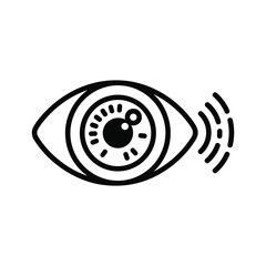 Outline icon of an eye with signal waves representing vision or sight