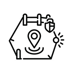 Line icon representing secure location tracking and smart home security