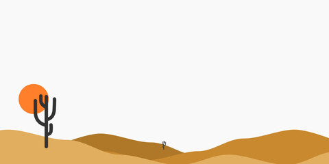 Hot Desert Illustration with Cactus