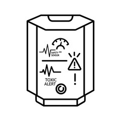 Line icon of toxic gas detector with alert and safety sensor