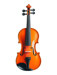 Fototapeta premium Frontal view of a well-lit, reddish-brown violin on a plain black background