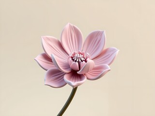 Elegant Pink Lotus Flower 3D Render on a Neutral Background
