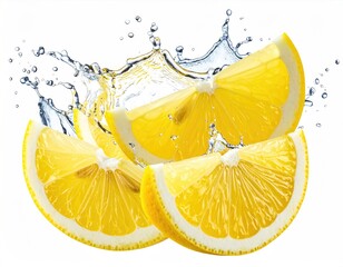 Lemon slices splash refreshing citrus burst