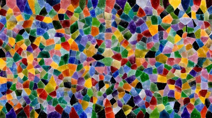 Vibrant stained glass pattern featuring a mosaic of colorful geometric shapes creating a striking visual effect