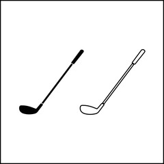 Two golf club silhouettes, one solid black and one outline style