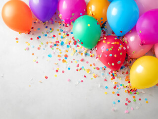 Cute balloons background. Parties. Confetti. pastel color.