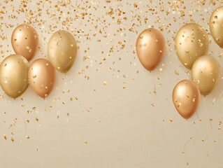 gold balloons background. Parties. Confetti. luxury