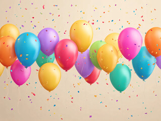 Cute balloons background. Parties. Confetti. pastel color.