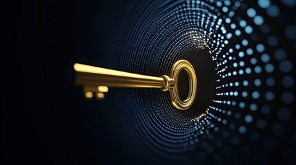 secure digital transaction represented as a golden, glowing key icon traveling through a fiber optic tunnel, symbolizing fintech and secure payments, dynamic, abstract motion.