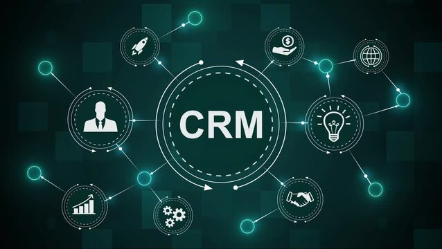 CRM Customer Relationship Management and icon Concept Animation.