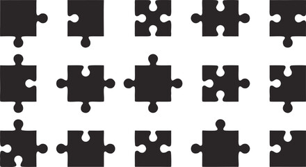 Colorful puzzle pieces arranged in a clean pattern. Vibrant shapes create a playful design. Perfect for creative backgrounds and educational themes.