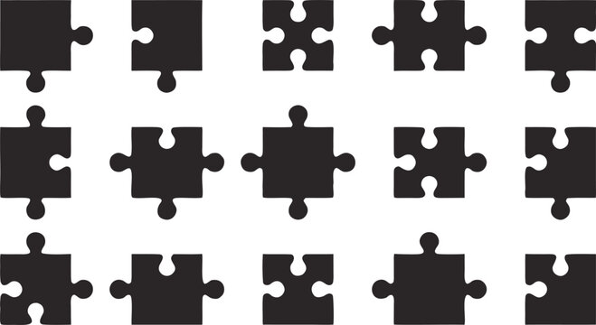 Colorful puzzle pieces arranged in a clean pattern. Vibrant shapes create a playful design. Perfect for creative backgrounds and educational themes.