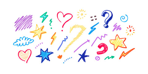 Colorful Hand Drawn Doodle Elements on White Background 8