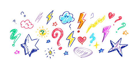 Colorful Hand Drawn Doodle Elements on White Background 9