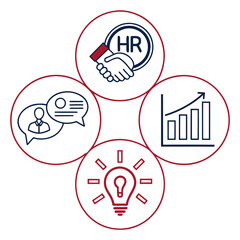Human resources management concepts in circular icons with handshake and graph business