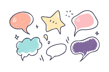 Colorful Hand Drawn Speech Bubbles and Star talk bubble